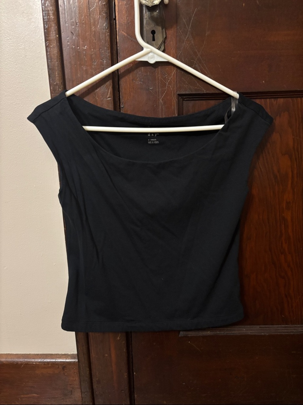 a new day Black Boatneck Crop Top